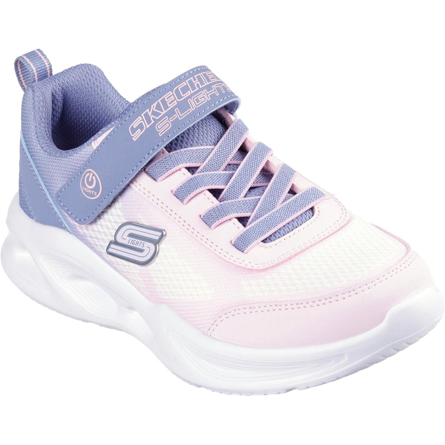 Grey-Light Pink - Front - Skechers Girls Sola Glow Trainers