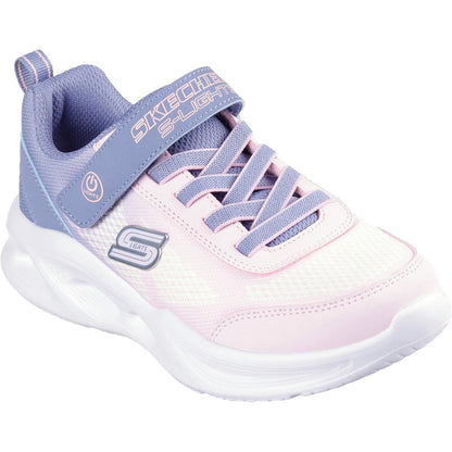 Grey-Light Pink - Front - Skechers Girls Sola Glow Trainers