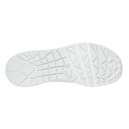 White-Coral - Side - Skechers Womens-Ladies Uno-Pop Back Suede Trim Trainers