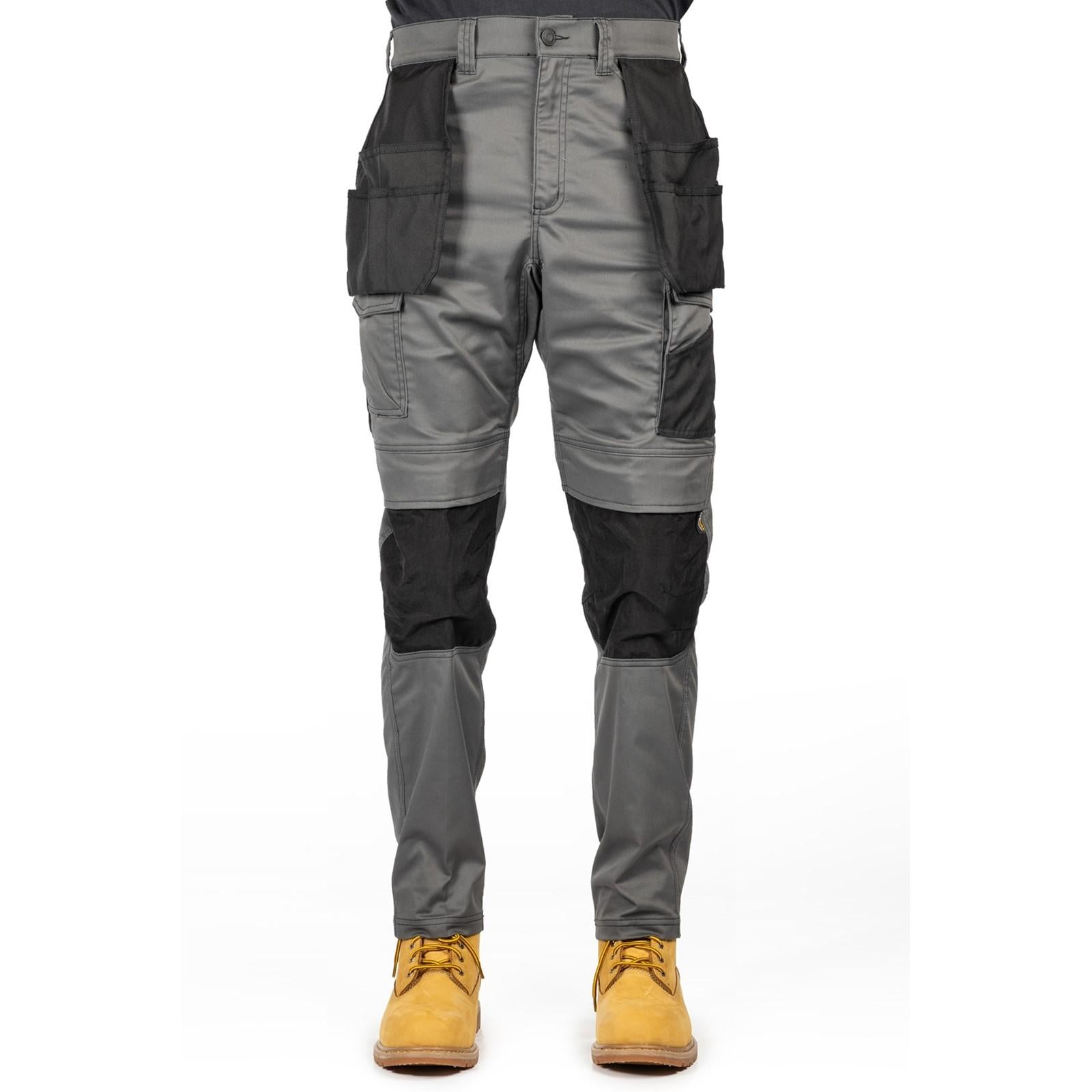 Dark Shadow-Grey - Side - Caterpillar Unisex Adult Holster Stretch Knee Pocket Trousers