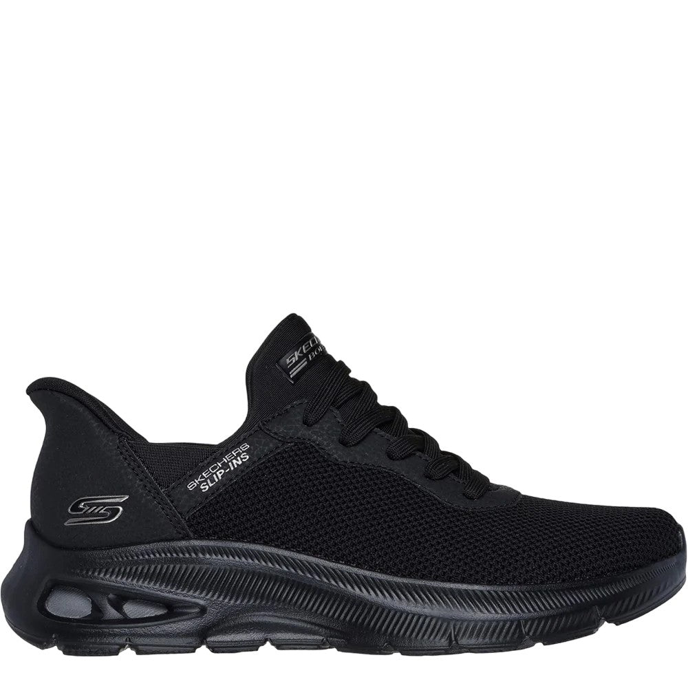 Black - Back - Skechers Womens-Ladies Bobs Unity Sleek Waves Sport Trainers