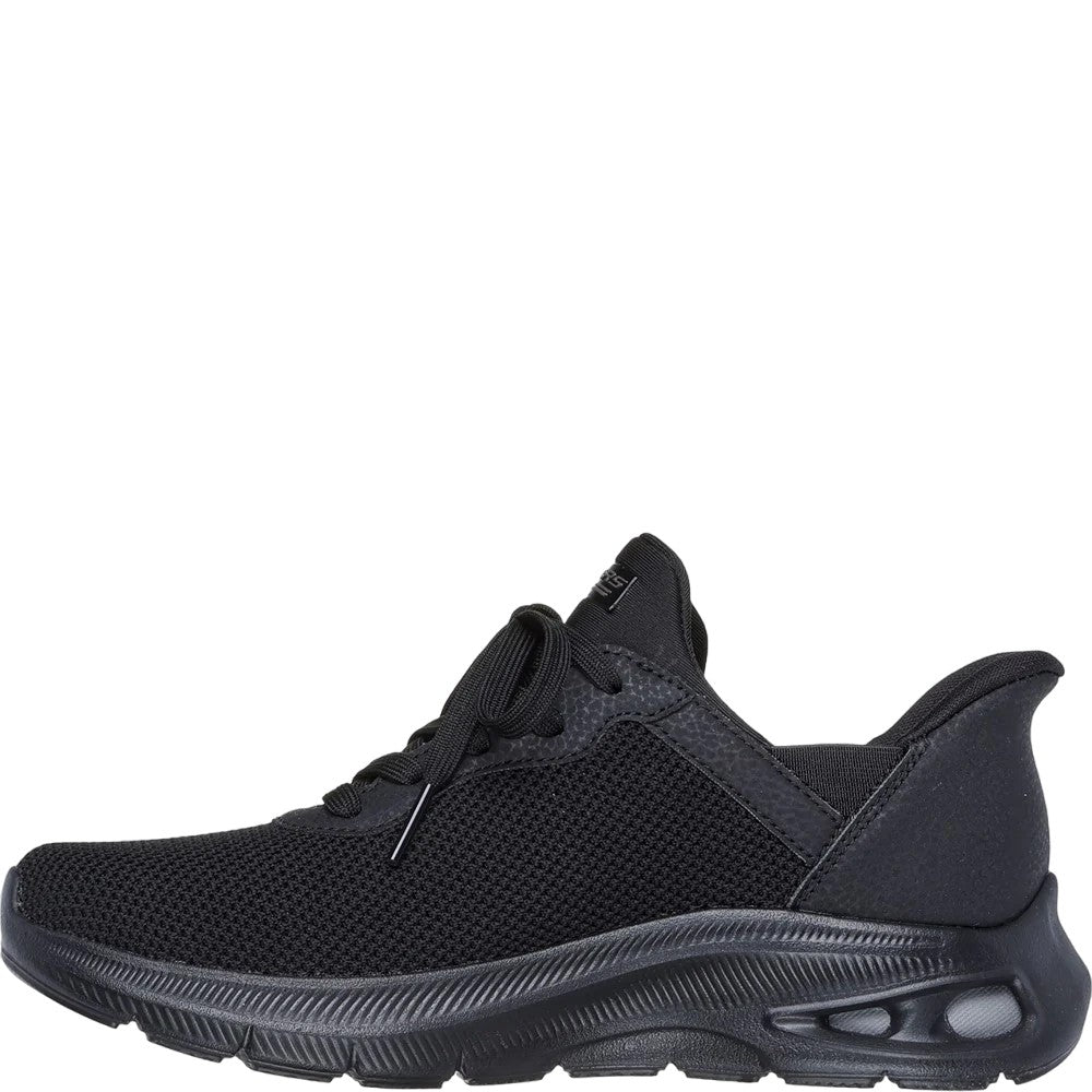 Black - Side - Skechers Womens-Ladies Bobs Unity Sleek Waves Sport Trainers