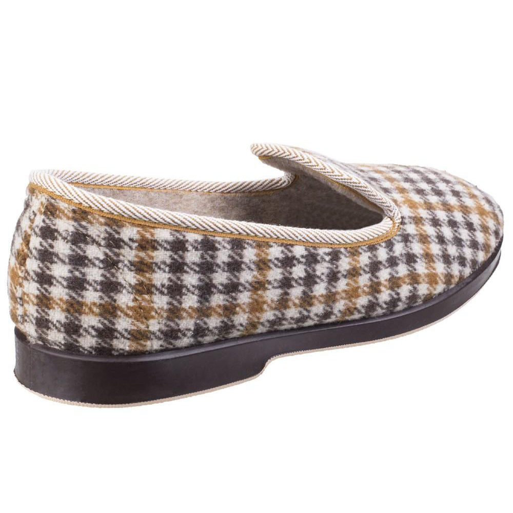 Grey - Side - GBS Everett Mens Check Slipper - Mens Slippers