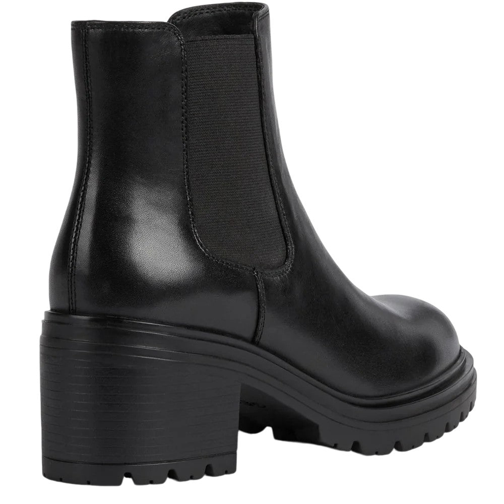 Black - Back - Geox Womens-Ladies Damiana Patent Leather Ankle Boots