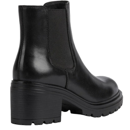 Black - Back - Geox Womens-Ladies Damiana Patent Leather Ankle Boots