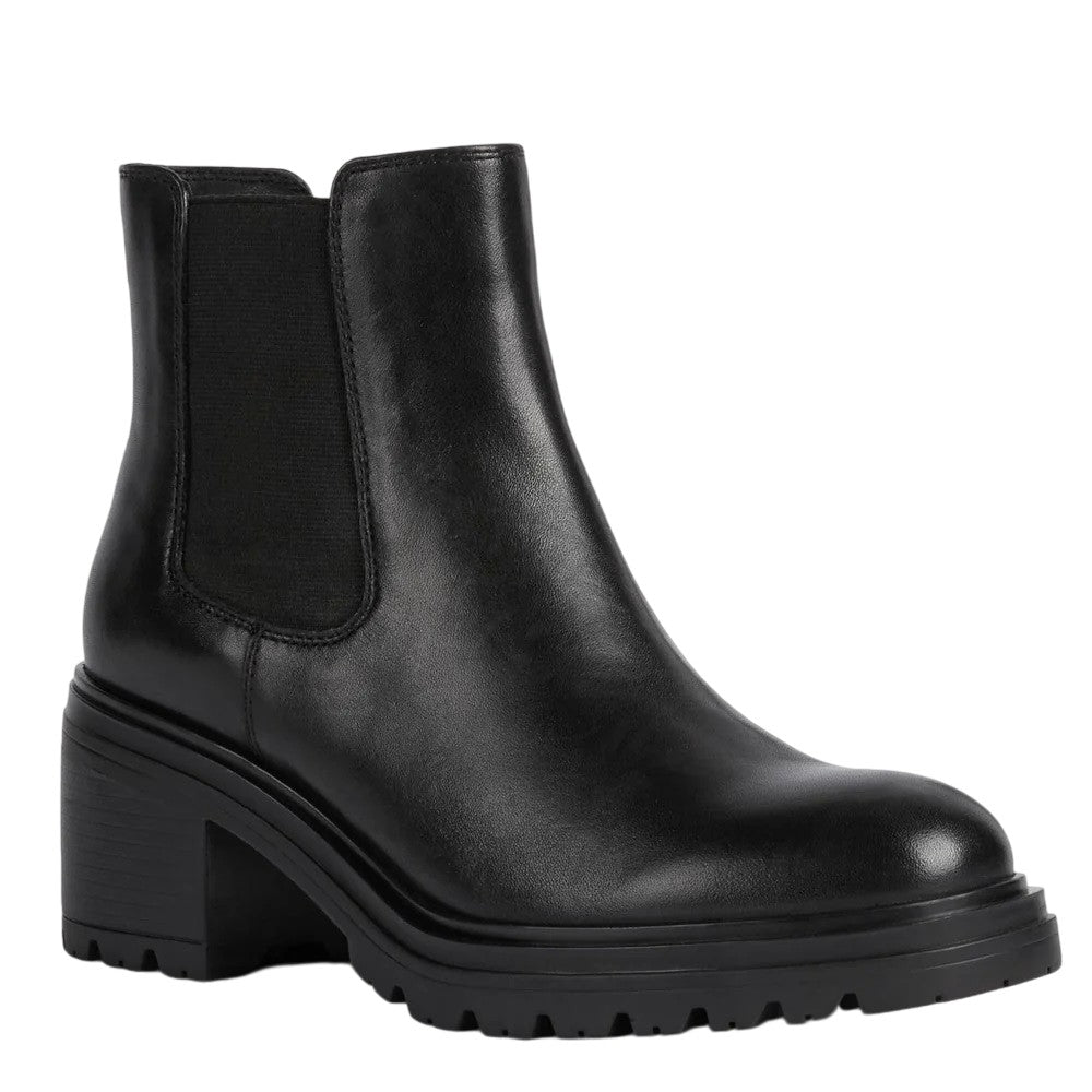 Black - Front - Geox Womens-Ladies Damiana Patent Leather Ankle Boots