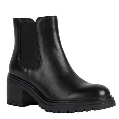 Black - Front - Geox Womens-Ladies Damiana Patent Leather Ankle Boots