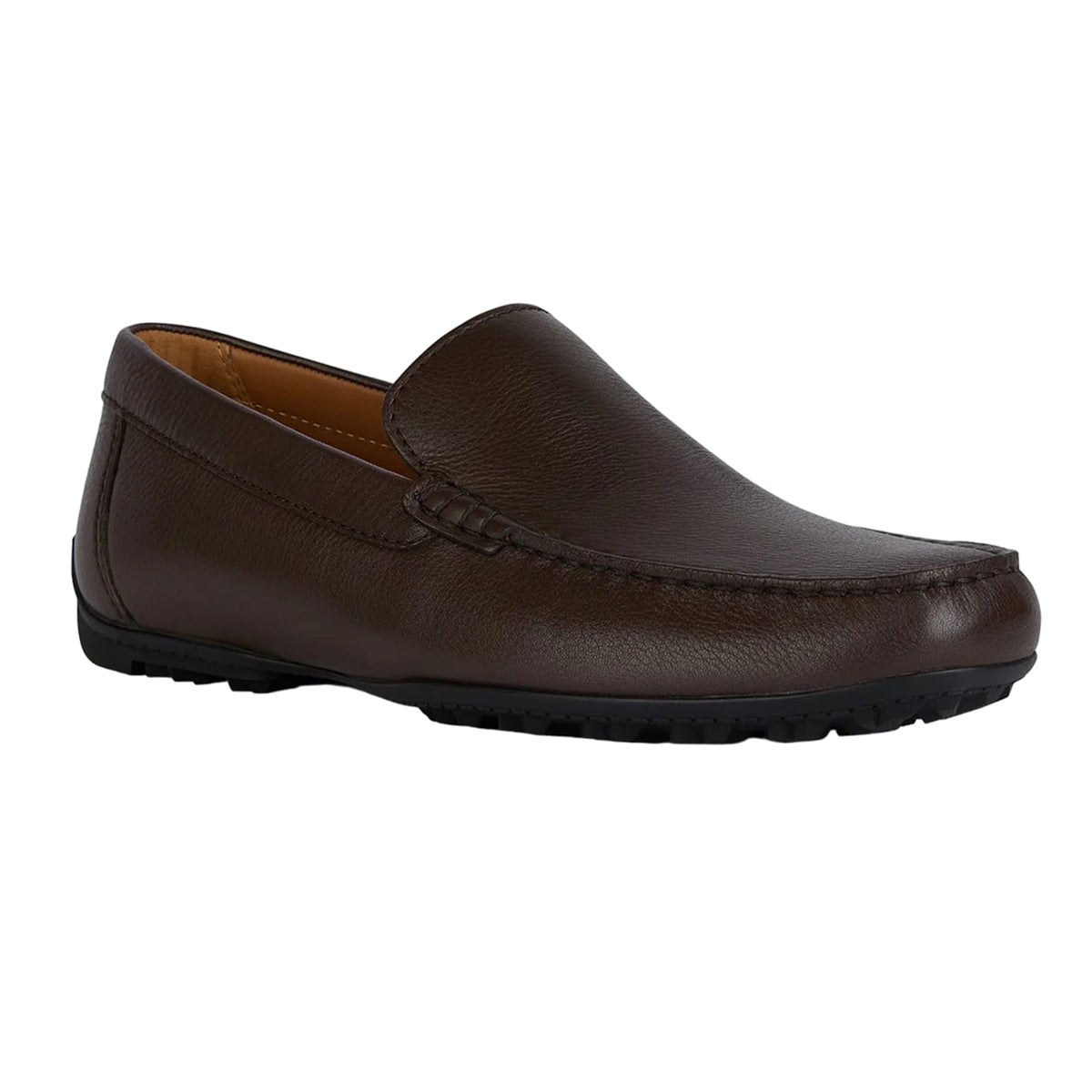 Dark Brown - Front - Geox Mens U Kosmopolis Leather Grip Moccasins