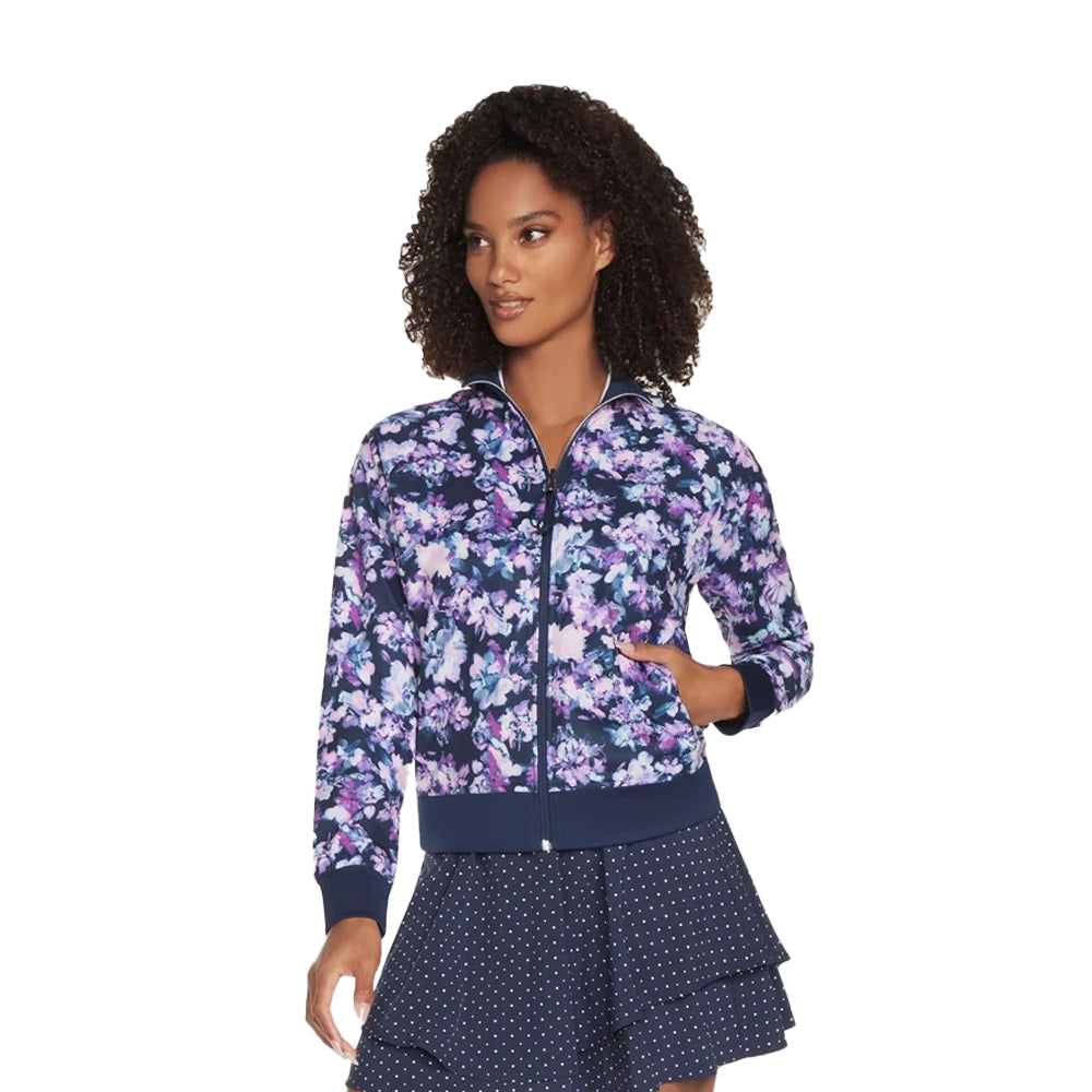 Blue-Lavender - Front - Skechers Womens-Ladies Misty Floral Reversible Jacket