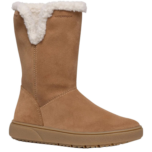 Whisky - Front - Geox Girls Theleven Suede Waterproof Boots