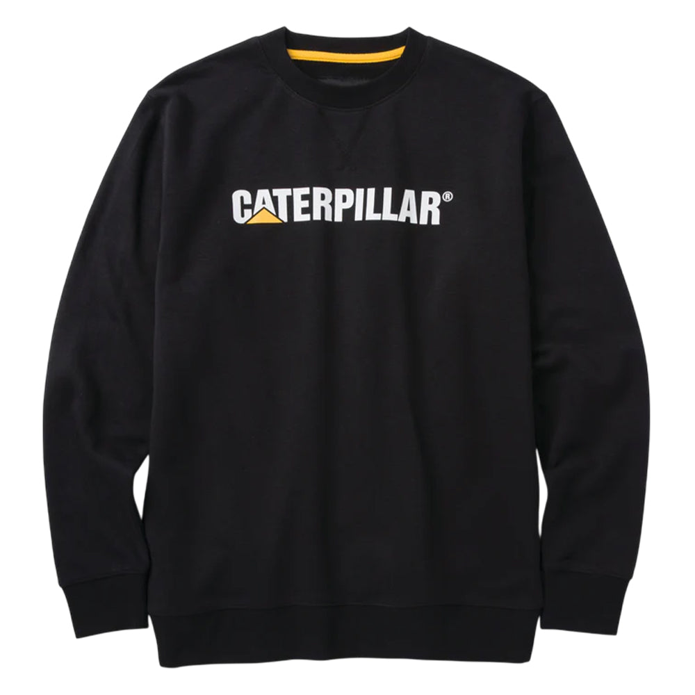 Black - Front - Caterpillar Mens Logo Midweight Crew Neck Jumper