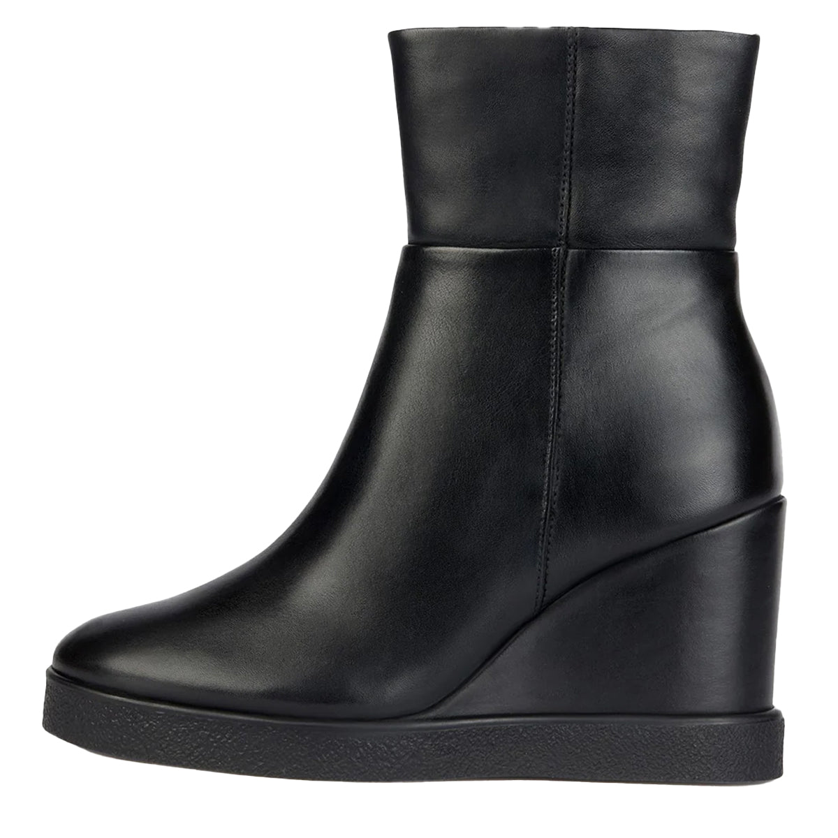 Black - Back - Geox Womens-Ladies D Eildea B Patent Leather Wedge Ankle Boots