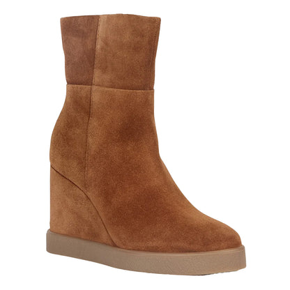 Dark Camel - Front - Geox Womens-Ladies D Eildea B Patent Leather Wedge Ankle Boots