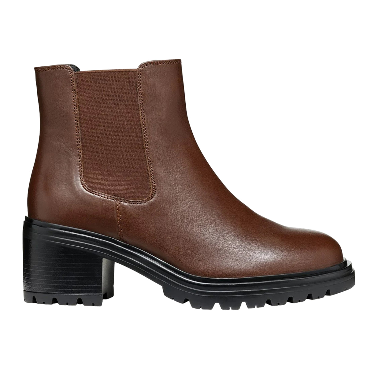 Dark Brown - Side - Geox Womens-Ladies Damiana Leather Ankle Boots