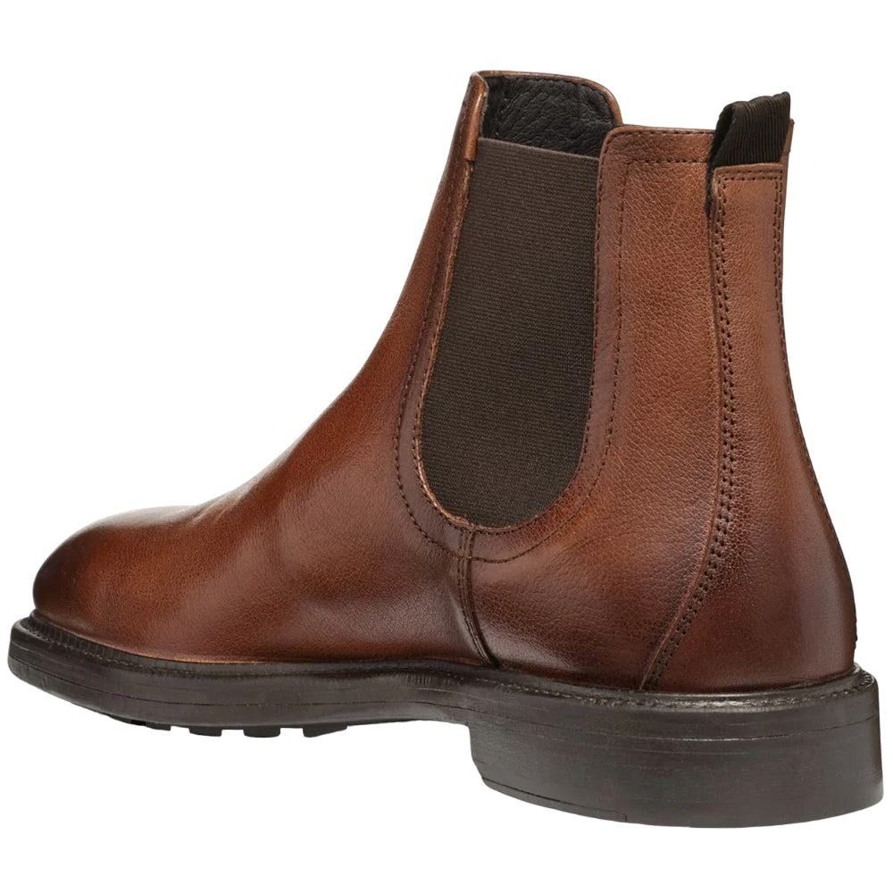 Cognac - Back - Geox Mens Tiberio Patent Leather Ankle Boots