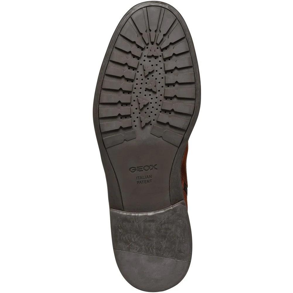 Cognac - Lifestyle - Geox Mens Tiberio Patent Leather Ankle Lace Up Boots