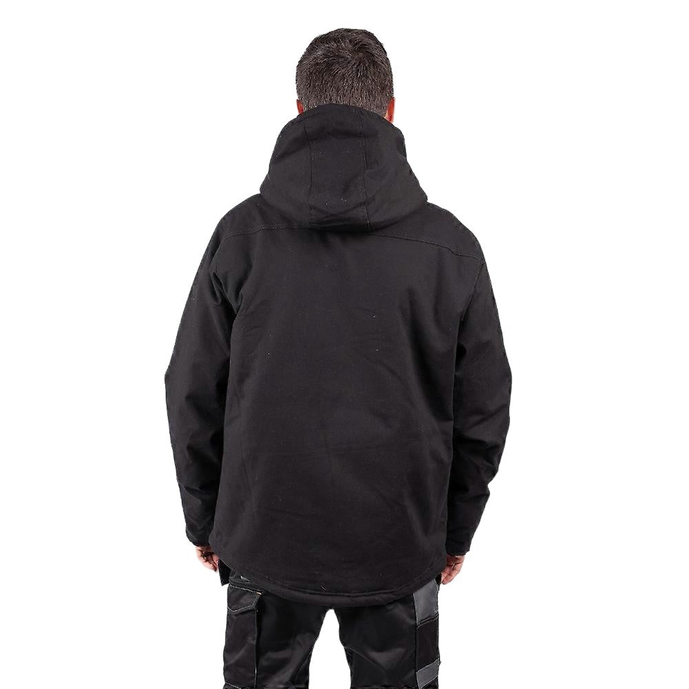 Black - Back - Caterpillar Mens Sherpa Lined Hooded Jacket