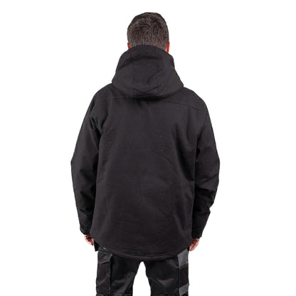 Black - Back - Caterpillar Mens Sherpa Lined Hooded Jacket