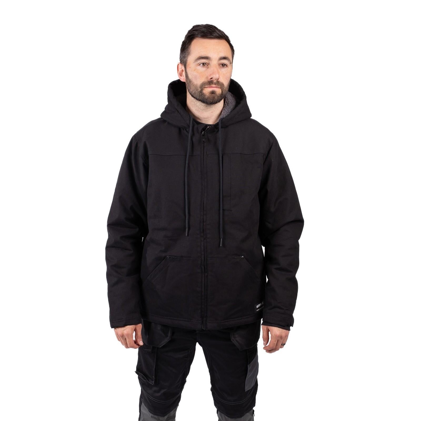 Black - Side - Caterpillar Mens Sherpa Lined Hooded Jacket