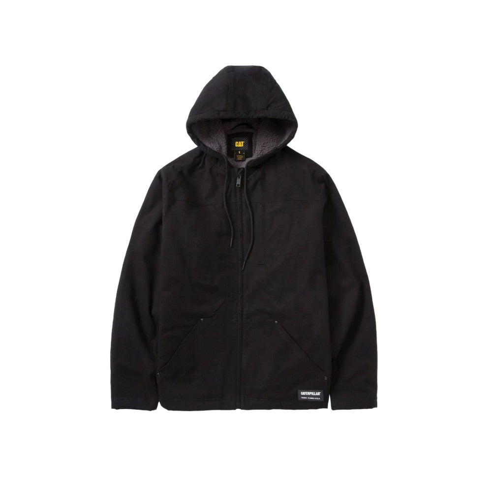 Black - Front - Caterpillar Mens Sherpa Lined Hooded Jacket