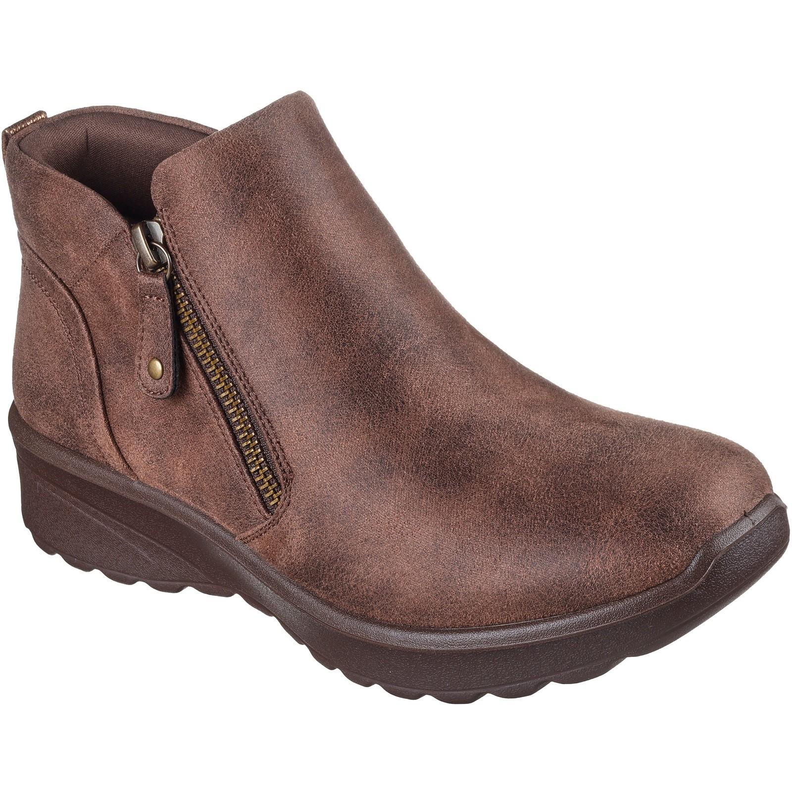Chocolate - Front - Skechers Womens-Ladies Lovely Vibe Fall In Bloom Ankle Boots