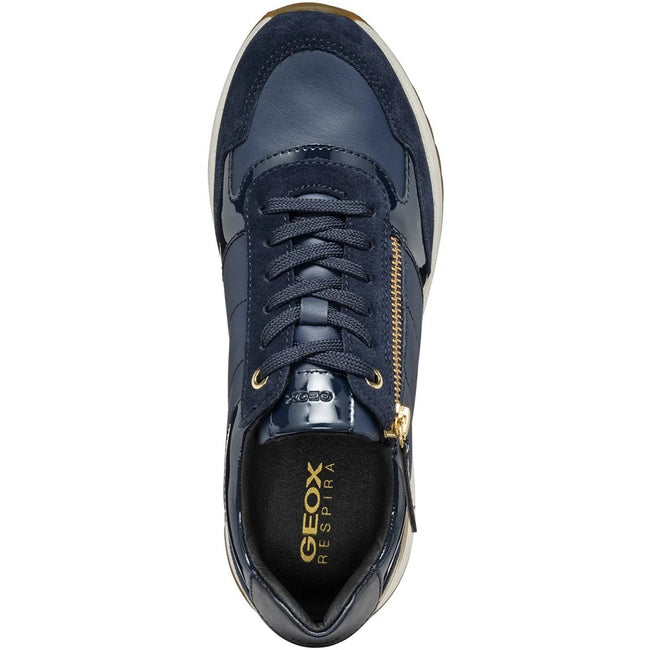 Navy - Lifestyle - Geox Womens-Ladies Desya Patent Leather Trainers