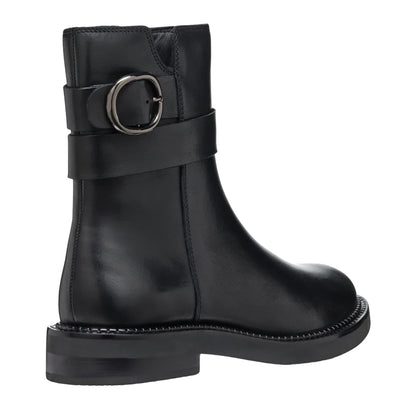 Black - Back - Geox Womens-Ladies Serilda Patent Leather Ankle Boots