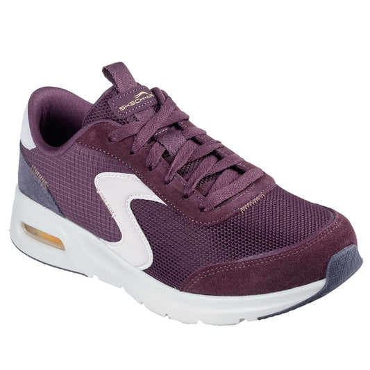 Burgundy-White - Front - Skechers Womens-Ladies Skech-Air Court Air Wave Suede Trainers