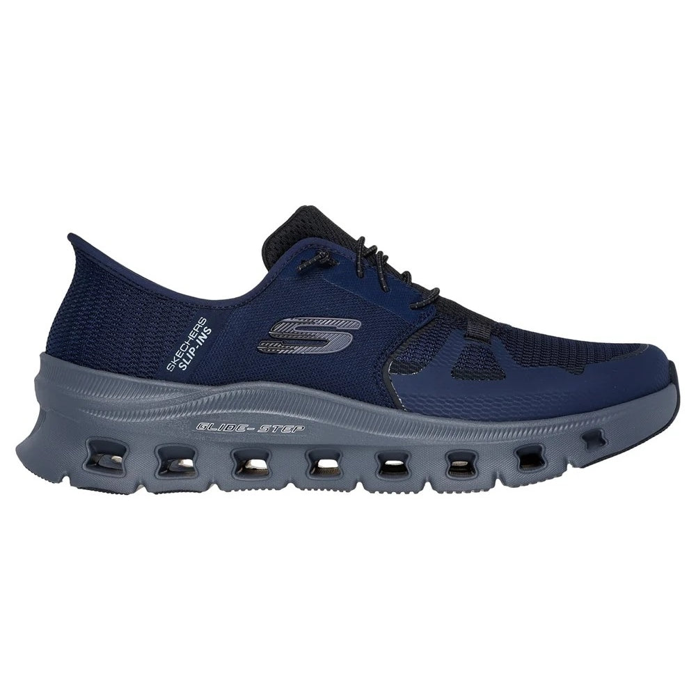Navy-Charcoal - Side - Skechers Mens Pro Glide-Step Trainers