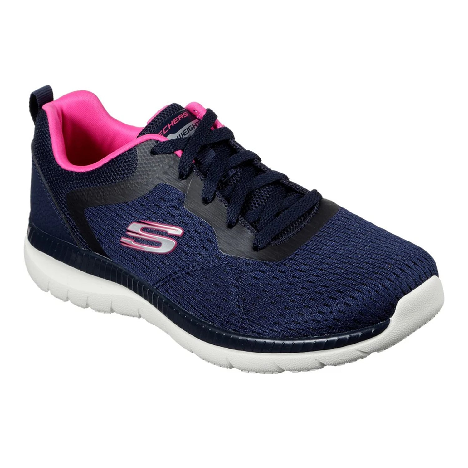 Navy-Hot Pink - Front - Skechers Womens-Ladies Bountiful Quick Path Plain Trainers