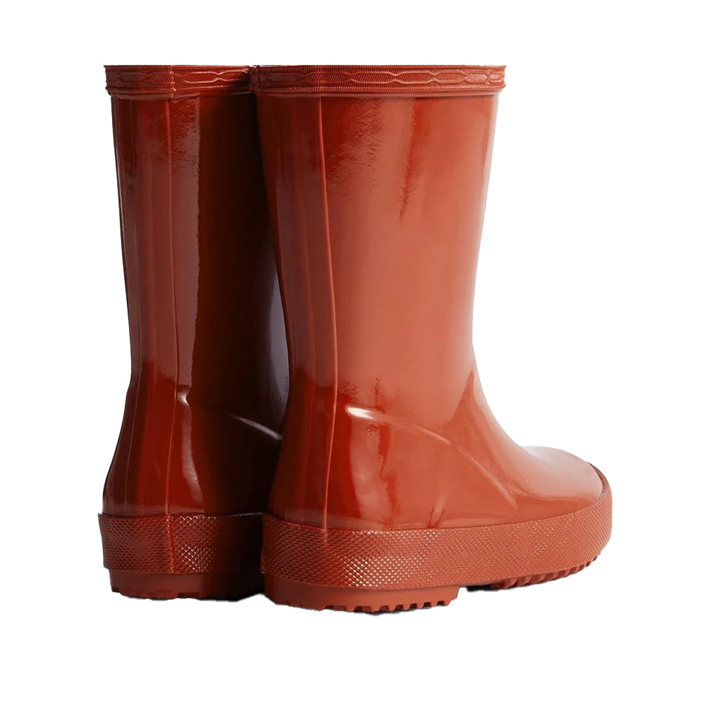 Military Red - Back - Hunter Childrens-Kids First Classic Gloss Wellington Boots