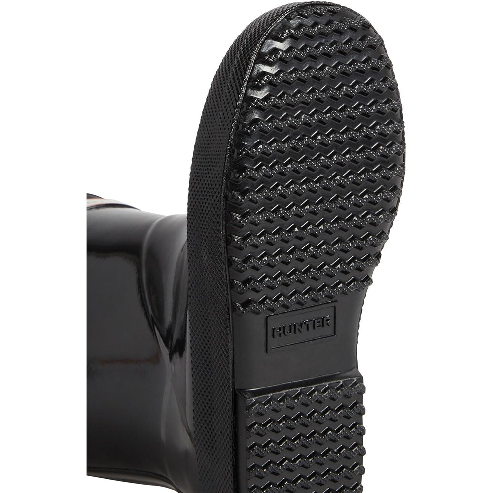 Black - Back - Hunter Childrens-Kids First Classic Gloss Wellington Boots