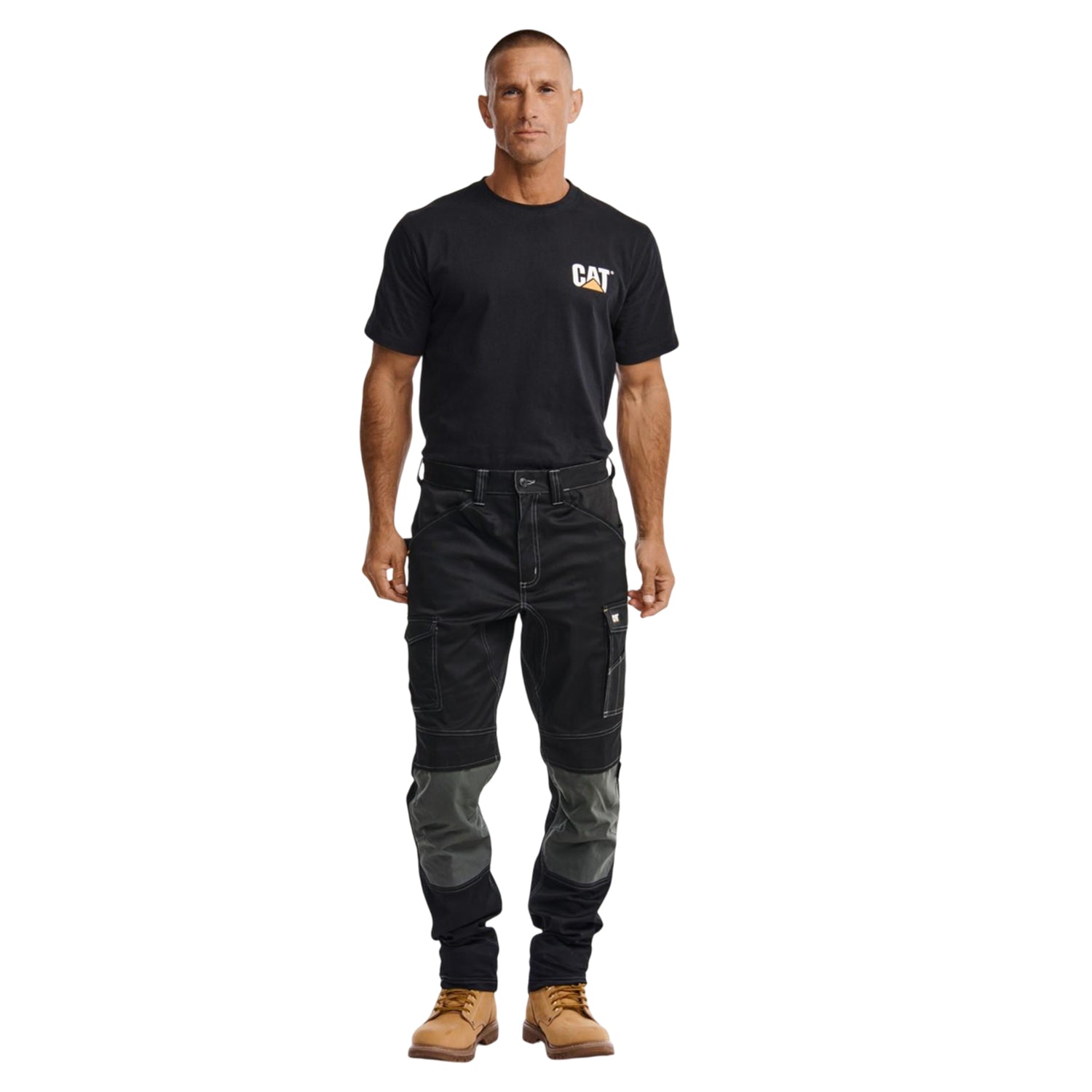 Black - Side - Caterpillar Mens Essential Stretch Work Trousers