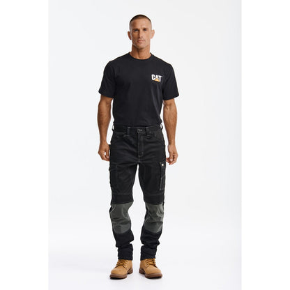 Black-Grey - Front - Caterpillar Mens Essential Stretch Work Trousers