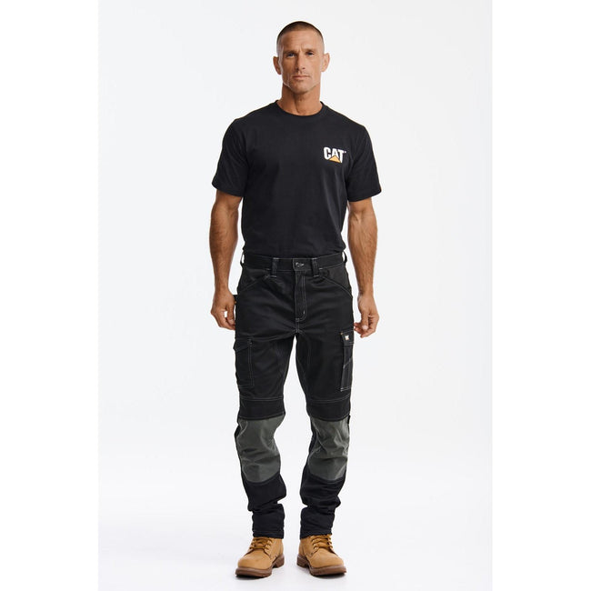 Black-Grey - Back - Caterpillar Mens Essential Stretch Work Trousers
