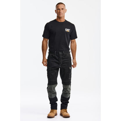 Black-Grey - Side - Caterpillar Mens Essential Stretch Work Trousers