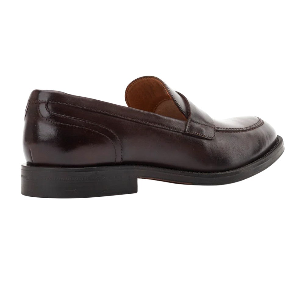 Dark Brown - Back - Base London Mens Kennedy Leather Slip-on Loafers