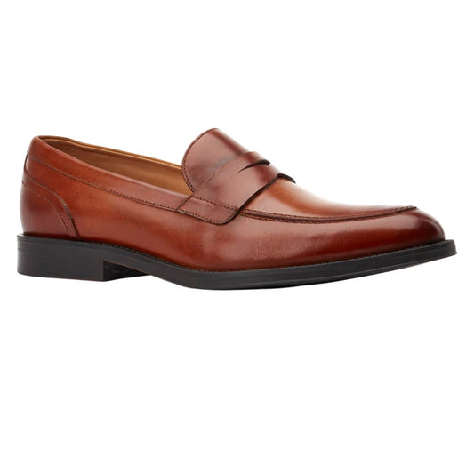Burnt Tan - Front - Base London Mens Kennedy Leather Slip-on Loafers