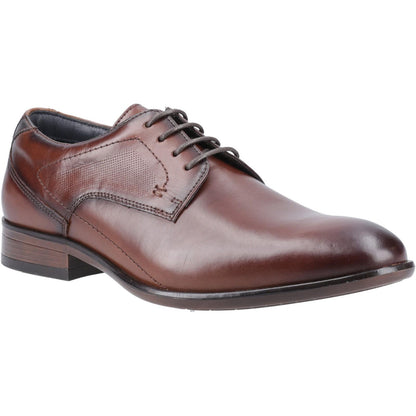 Cognac - Front - Mens Carl Leather Derby Shoes