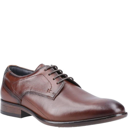 Cognac - Back - Mens Carl Leather Derby Shoes