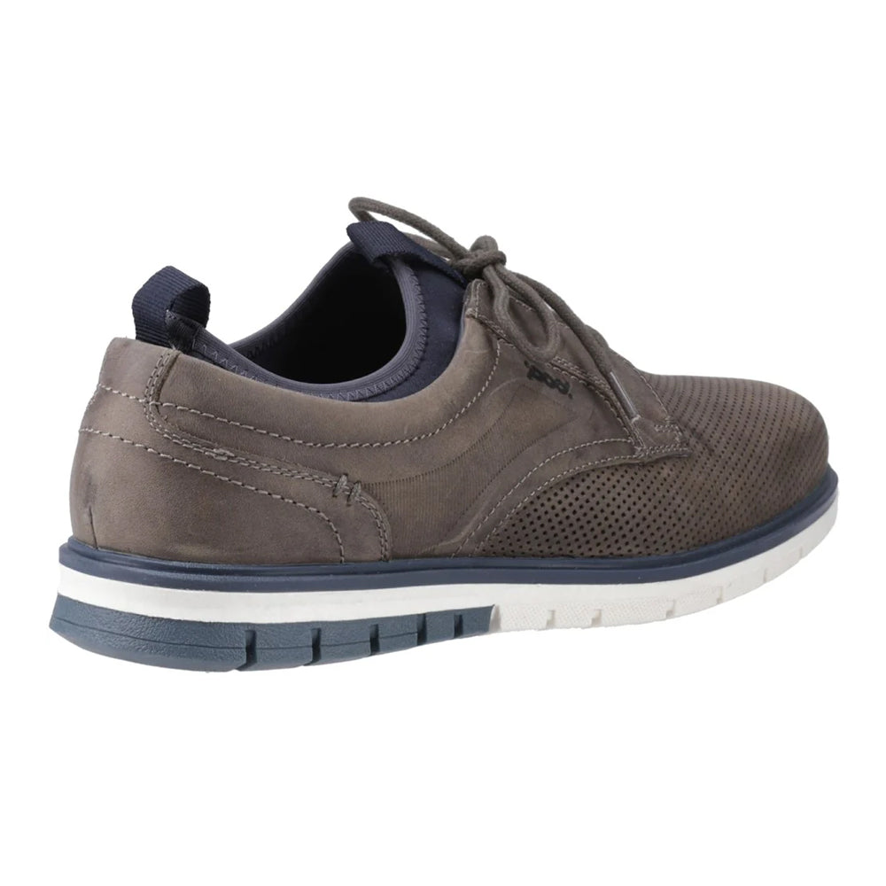 Grey - Back - POD Mens Murphy Italian Leather Trainers