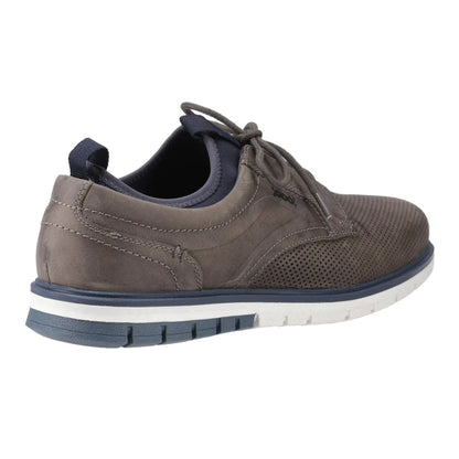 Grey - Back - POD Mens Murphy Italian Leather Trainers