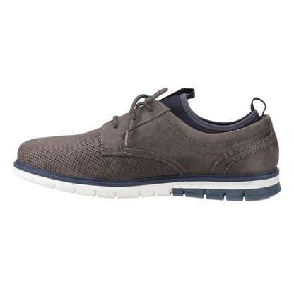Grey - Side - POD Mens Murphy Italian Leather Trainers