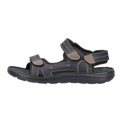 Black - Pack Shot - Hush Puppies Mens Alistair Leather Sandals