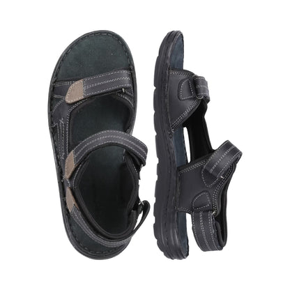 Black - Close up - Hush Puppies Mens Alistair Leather Sandals