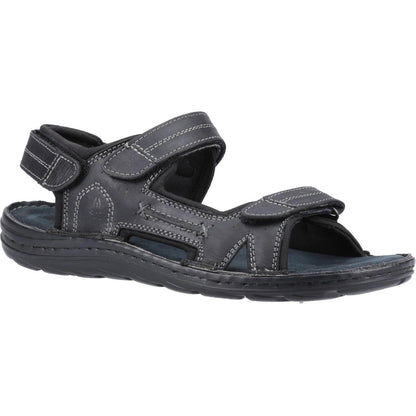 Black - Front - Hush Puppies Mens Alistair Leather Sandals
