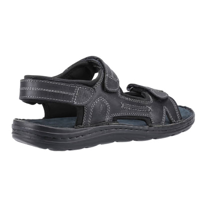 Black - Back - Hush Puppies Mens Alistair Leather Sandals