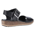 Black - Back - Hush Puppies Womens-Ladies Ellie Leather Wide Sandals
