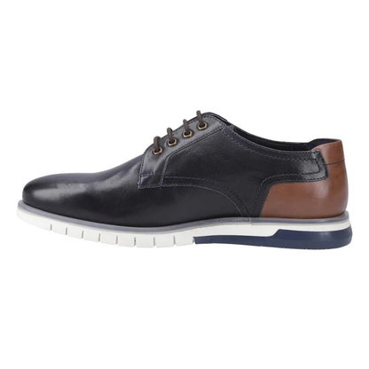 Navy - Side - POD Mens Cillian Oiled Leather Shoes