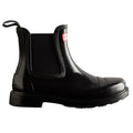 Black - Side - Hunter Womens-Ladies Commando Gloss Chelsea Boots